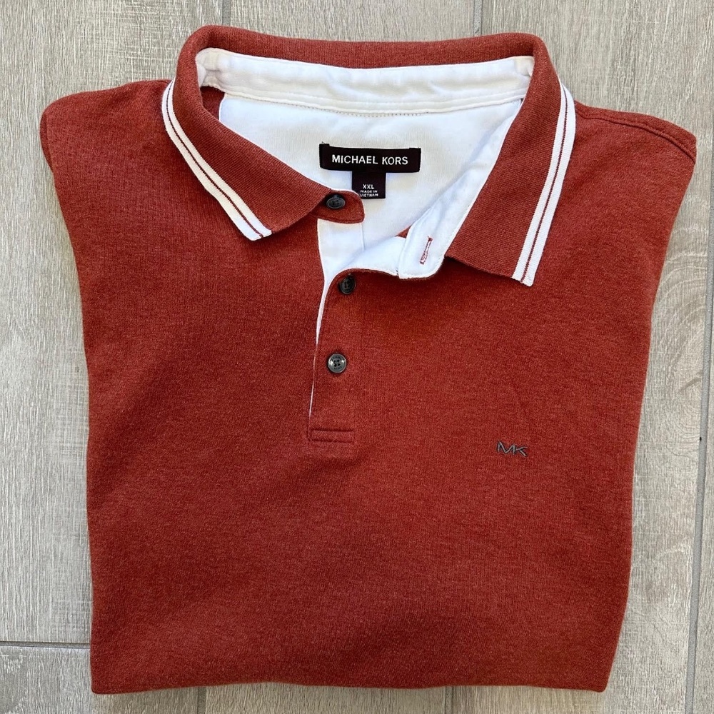 (Like New) MICHAEL KORS Men's Greenwich Polo Shirt Three-Button Men's XXL